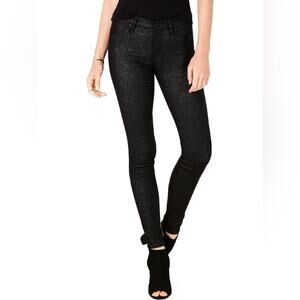 NWOT Hudson Jeans Nico Mid-Rise Super Skinny Stretch Jeans Black Shimmer Size 32